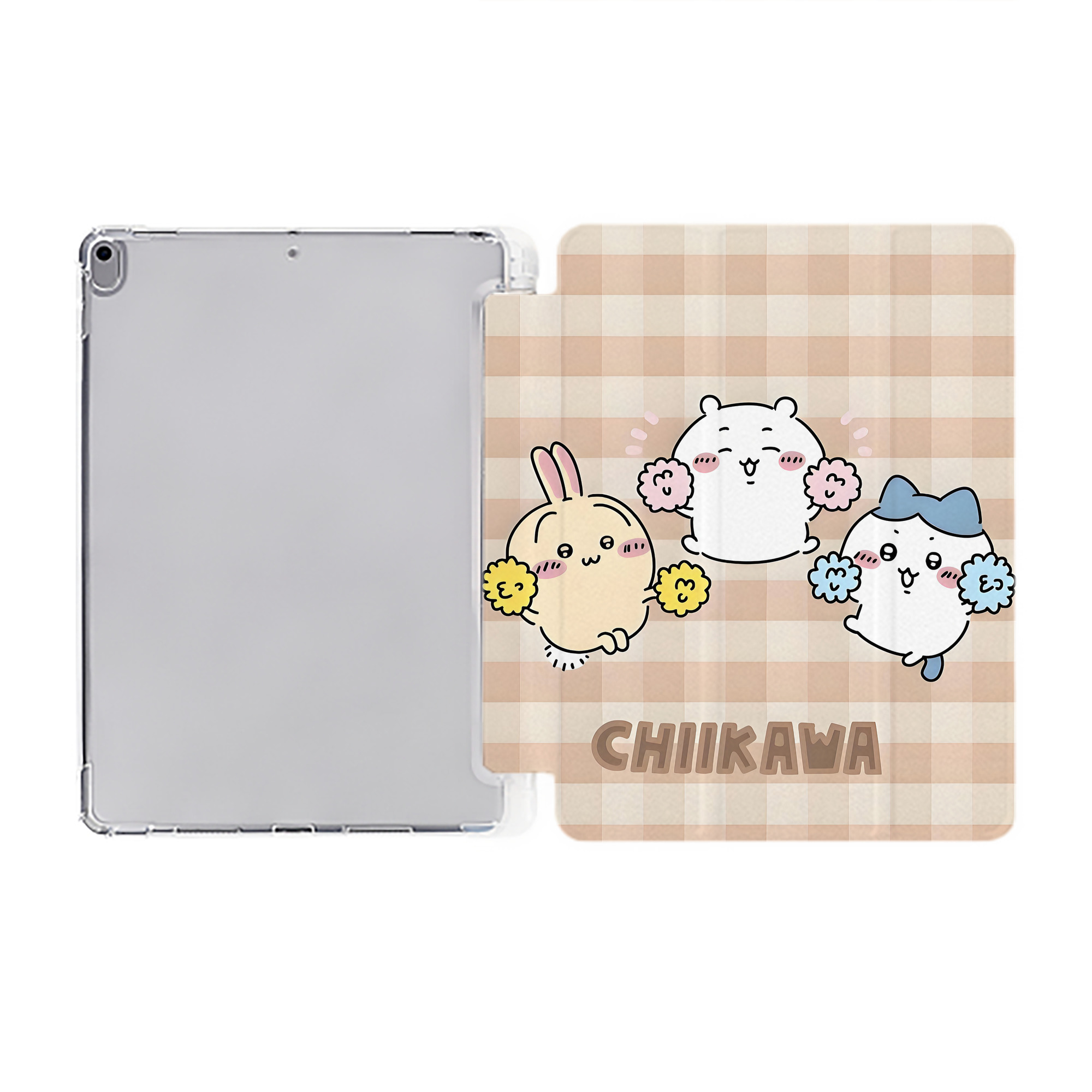 （画像用） ちいかわ Chii-kawa IPad ケース ペン収納付き 三つ折りスタンド PUレザー×シリコン 対応機種9.5/10.5/10.9インチ